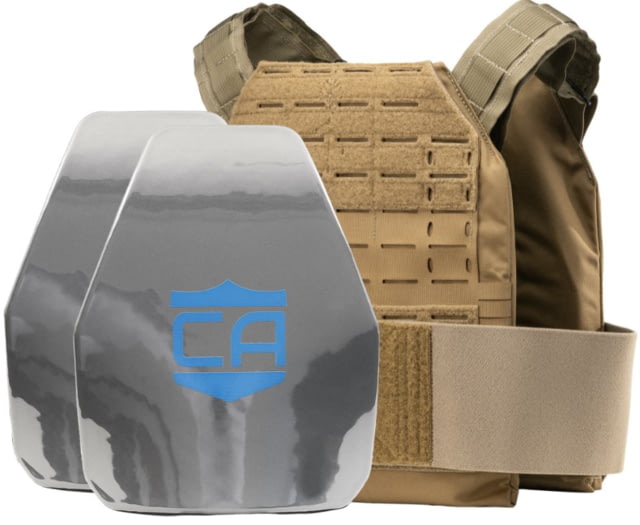 Caliber Armor DV8 Mini AR550 Level III+ Package with PolyShield Spall Coat Coyote Brown 8 x 10 - Caliber Armor