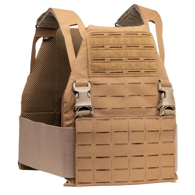 Caliber Armor DV8 Plate Carrier Shooters Cut Front and SAPI Coyote Tan 10 x 12 - Caliber Armor