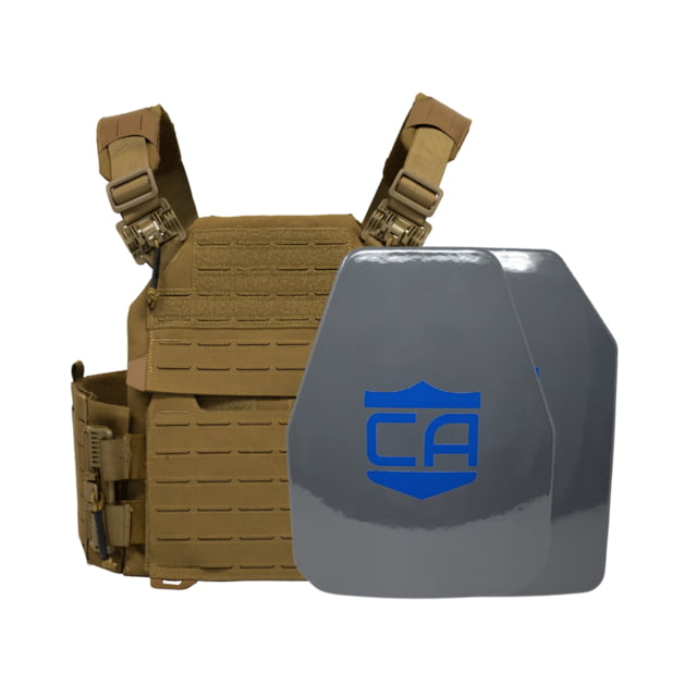 Caliber Armor UHMWPE Maritime NIJ III Recon Complete Plate Carrier Package Shooters/SAPI Coyote Tan Medium - Caliber Armor