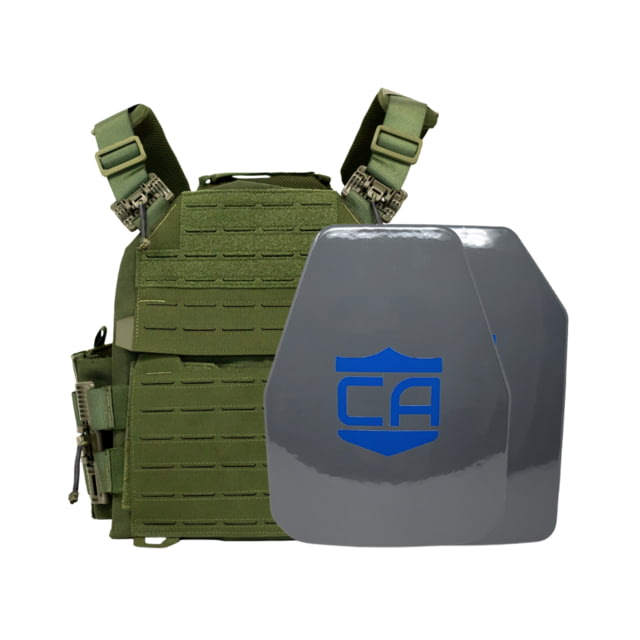 Caliber Armor UHMWPE Maritime NIJ III Recon Complete Plate Carrier Package Shooters/SAPI OD Green Medium - Caliber Armor