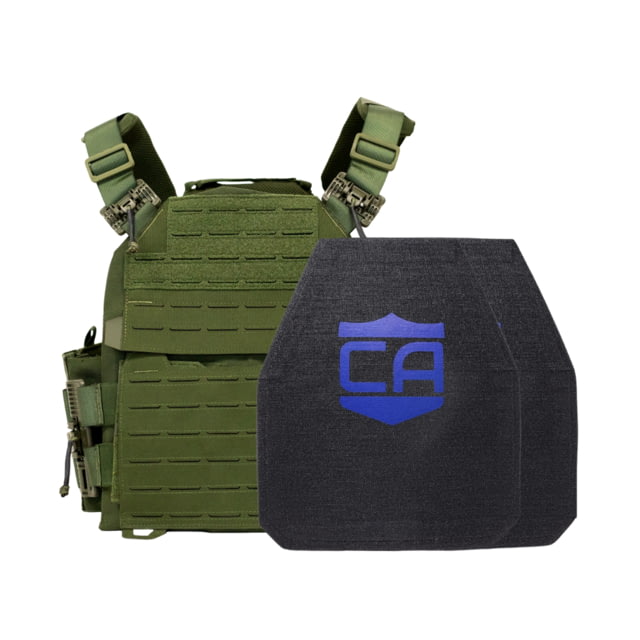Caliber Armor Recon NIJ IV Complete Plate Carrier Package - Set of 2 Shooters OD Green 10x12in/Medium - Caliber Armor