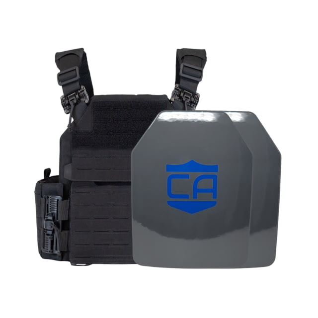 Caliber Armor UHMWPE Maritime NIJ III Recon Complete Plate Carrier Package - Set of 2 SAPI Black Medium - Caliber Armor