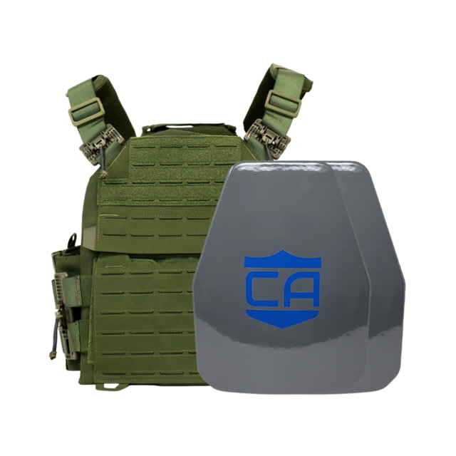 Caliber Armor UHMWPE Maritime NIJ III Recon Complete Plate Carrier Package - Set of 2 Shooters OD Green Medium - Caliber Armor