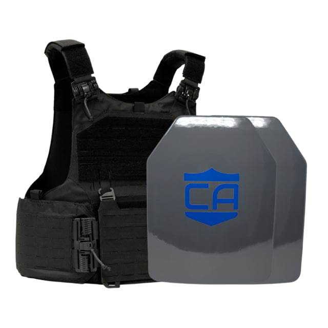 Caliber Armor UHMWPE Maritime NIJ III w/ M.O.D. Complete Plate Carrier Package - Set of 2 SAPI Black 9.5x12.5in/Large - Caliber Armor