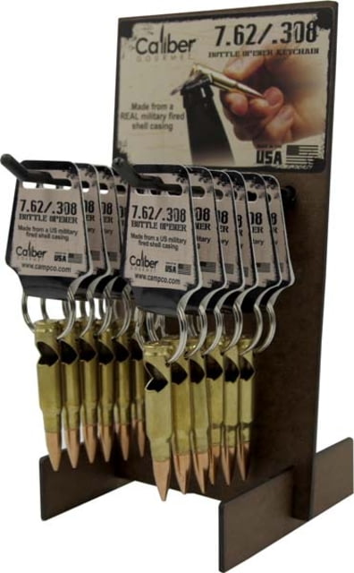 Caliber Gourmet 308 Bottle Opener Keychain Display of Twelve