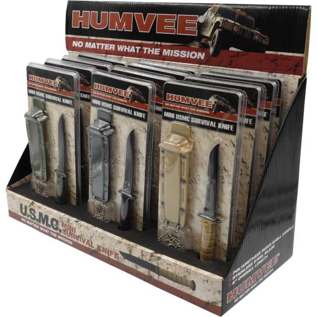 Caliber Gourmet Humvee Kneck Knife Display 12 Piece Black/Khaki/Green - Caliber Gourmet