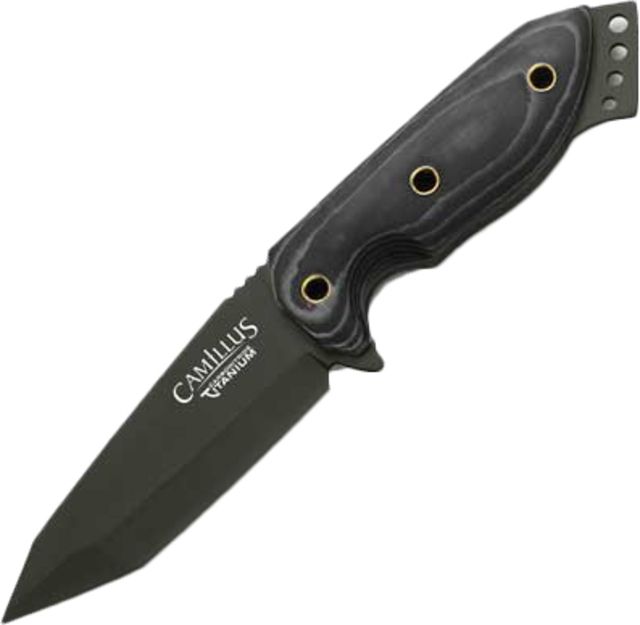 Camillus Knives 7.75 in. Ti Fixed Blade Black Micarta Handle Blk. BL. Pl CM