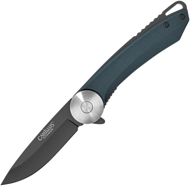 Camillus Knives Cirque Linerlock Slate Folding Knife 2.75" black Carbonitride Titanium coated AUS-8 sta Slate blue G10 handle