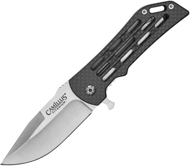 Camillus Knives Dominator II Framelock Folding Knife 3" satin finish VG-10 stainless blade Carbon fiber handle with stainless back handle