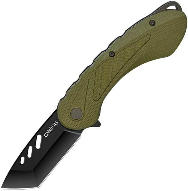 Camillus Knives Veracious Linerlock Green Folding Knife 2.5" black Carbonitride Titanium coated AUS-8 stai Green glass filled nylon handle - Camillus Knives