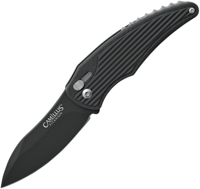 Camillus Knives Wildfire 2 Folding Knife 3.25in Black Carbonitride Titanium Coated Aus-8 SS Blade Black Glass Filled Nylon Handle Pocket Clip Robo - Camillus Knives