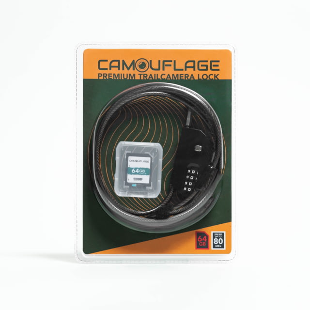 Camouflage Trailcamera Lock with SD Card Set Black-Silver Medium - Camouflage
