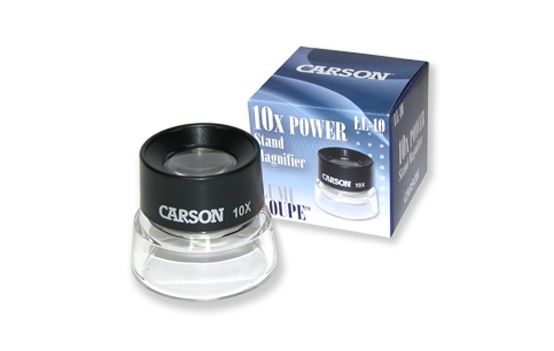 Carson 10x Power Stand LumiLoupe Black Pack of 10 - Carson