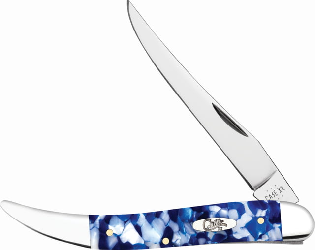 Case Medium Texas Toothpick Folding Knife Tru-Sharp Stainless Plain Blue - Case
