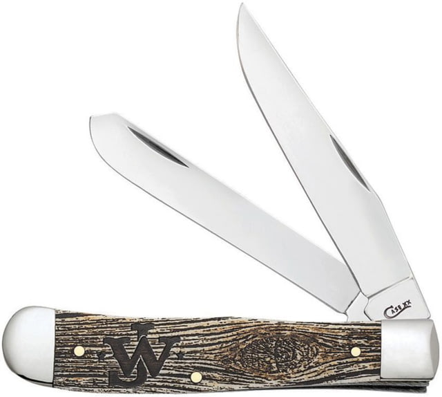 Case John Wayne Trapper Amber Bone Folding Knife 4.13in Closed Mirror Clip/Spey Blades Amber Color Wash Bone Handle - Case