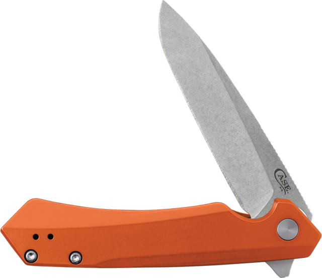 Case Kinzua Folding Knife 4.75in Closed S35VN 3.35in Stonewash Spear Point Blade Orange Smooth Aluminum Handle - Case