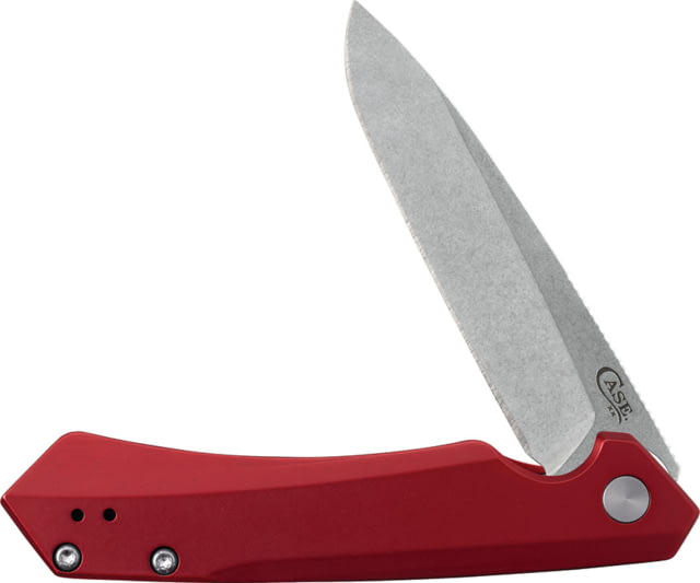 Case Kinzua Folding Knife 4.75in Closed S35VN 3.35in Stonewash Spear Point Blade Red Anodized Aluminum Handle - Case