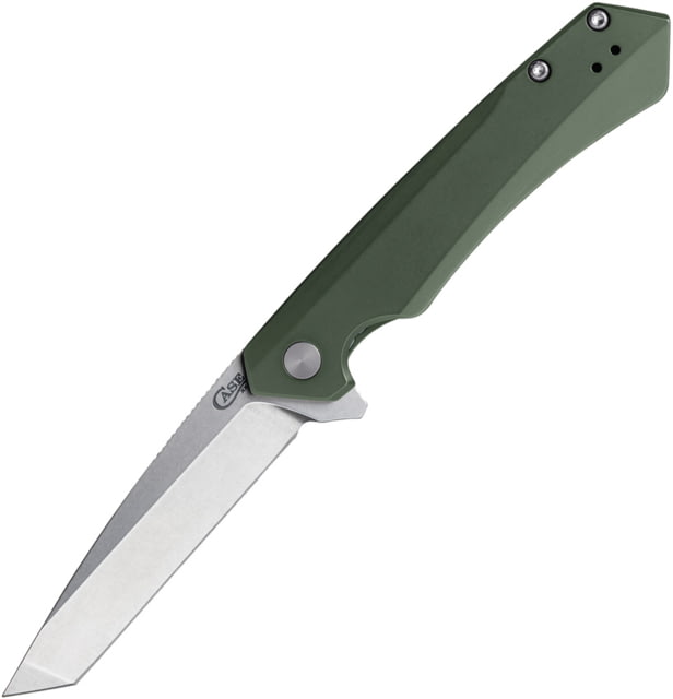 Case Kinzua Folding Knife 4.75in Closed S35VN 3.35in Stonewash Tanto Blade OD Green Anodized Aluminum Handle - Case