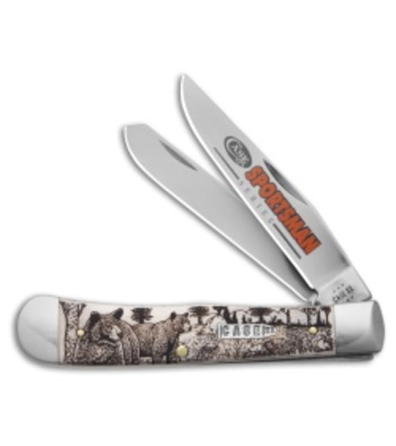 Case Knives Case Pocket Knife Natural Bone Trapper Bear 6254 SS 81223 White Stainless Steel adult