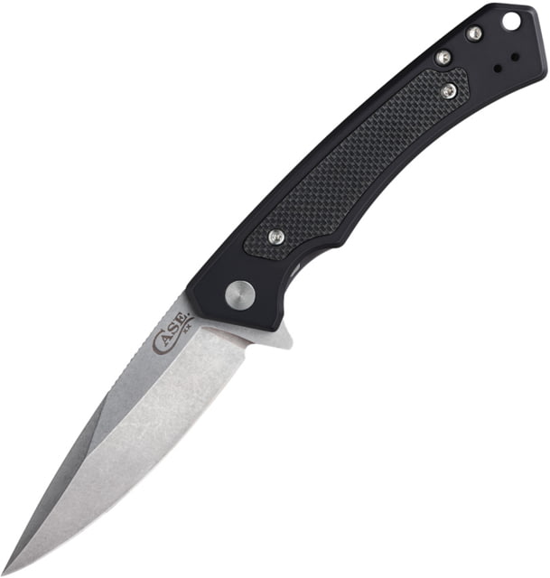 Case Marilla Folding Knife 4.75in Closed 3.4in S35VN Stonewash Drop Point Blade Black Anodized Aluminum Handle - Case