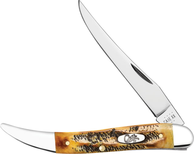 Case Medium Toothpick 6.5 Bonestag Folding Knife 4.25in Closed 2.42in Mirror Long Clip Blade 6.5 Bonestag Handle - Case