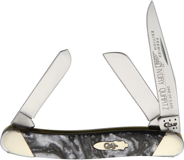 Case Medium Stockman Ivory Quartz Folding KnifeStainless SteelClipSpey and SheepsfootIvory QuartzCorelon Handle - Case