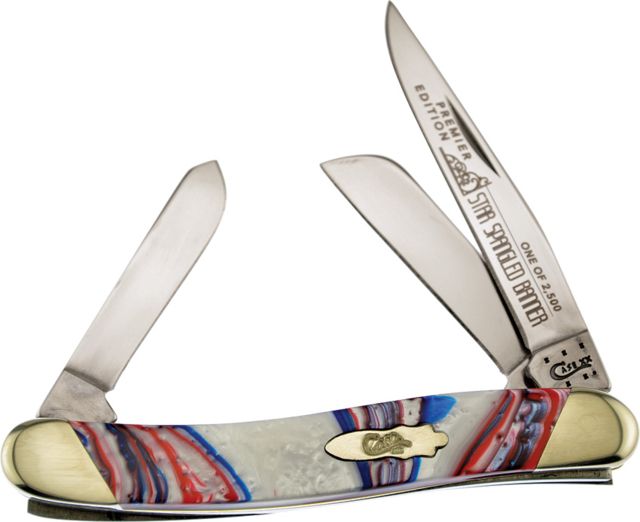 Case Medium Stockman Star Spangled Folding KnifeStainless SteelClipSpey and SheepsfootStar SpangledCorelon Handle - Case