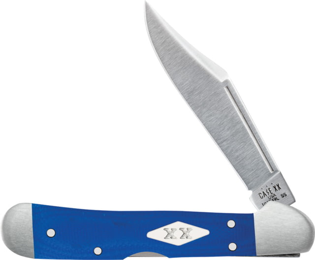 Case Mini Copperlock Blue G10 Folding Knife 3.63in Closed Satin Locking Clip Blade Blue G10 Handle - Case Knives