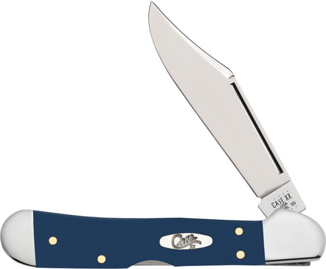 Case Mini Copperlock Navy Synthetic Folding Knife 3.63in Closed Mirror Locking Clip Blade Navy Blue Smooth Synthetic Handle - Case
