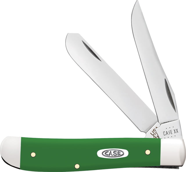 Case Mini Trapper Green Synthetic Folding Knife 3.5in Closed Mirror Clip/Spey Blades Green Smooth Synthetic Handle - Case
