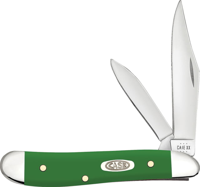 Case Peanut Green Synthetic Folding Knife 2.88in Closed Mirror Clip/Pen Blades Green Smooth Synthetic Handle - Case