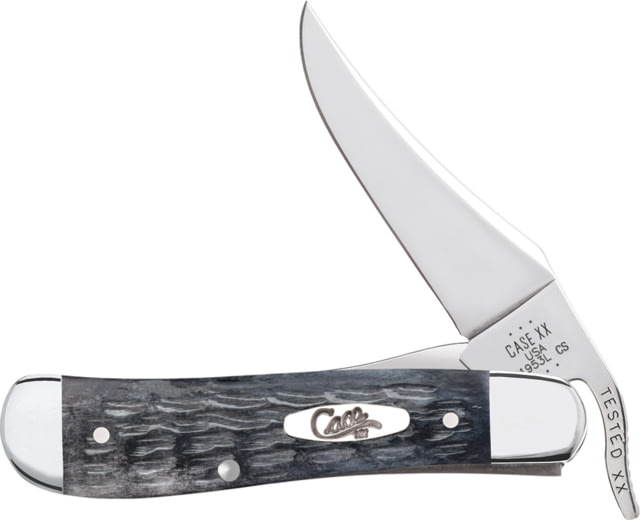 Case Russlock Crandall Gray Bone Folding Knife 4.25in Closed Carbon Steel Mirror Clip Blade Pocket Worn Crandall Gray Jigged Bone Handle