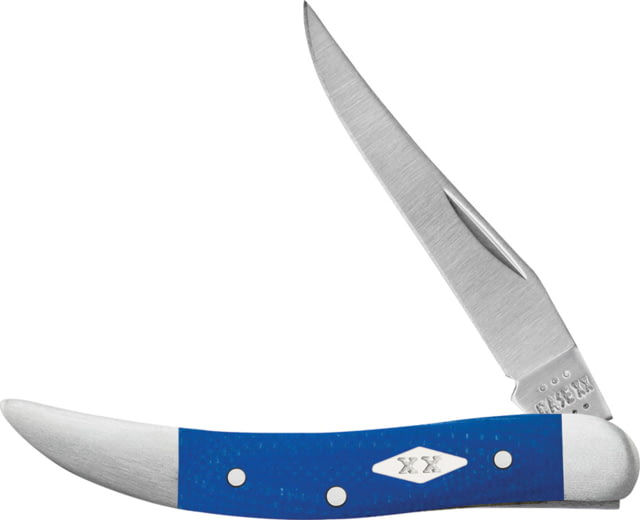 Case Small Toothpick Blue G10 Folding Knife 3in Closed 2.25in Satin Long Clip Blade Blue G10 Handle - Case