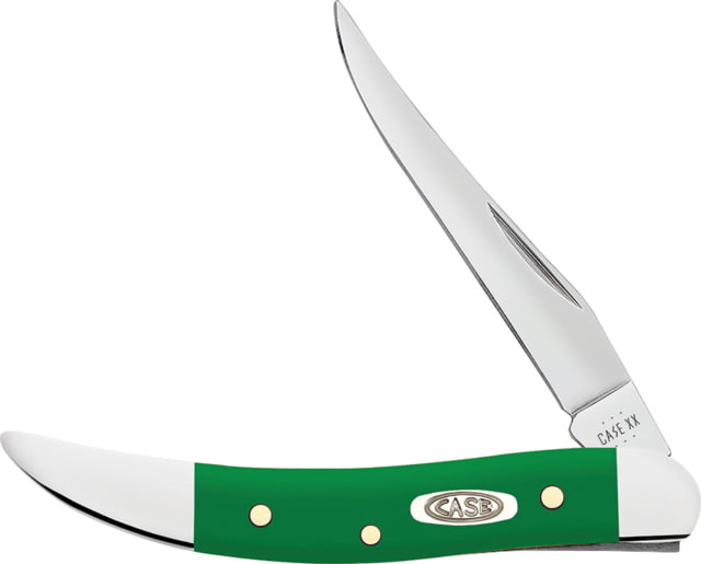 Case Small Toothpick Green Folding Knife 3in Closed 2.25in Mirror Long Clip Blade Green Smooth Synthetic Handle - Case