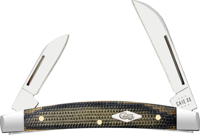 Case Small Congress Micarta Folding Knife 3.13 in Closed Mirror Sheepsfoot/Pen Blades Black/Green/Natural Canvas Micarta Handle - Case