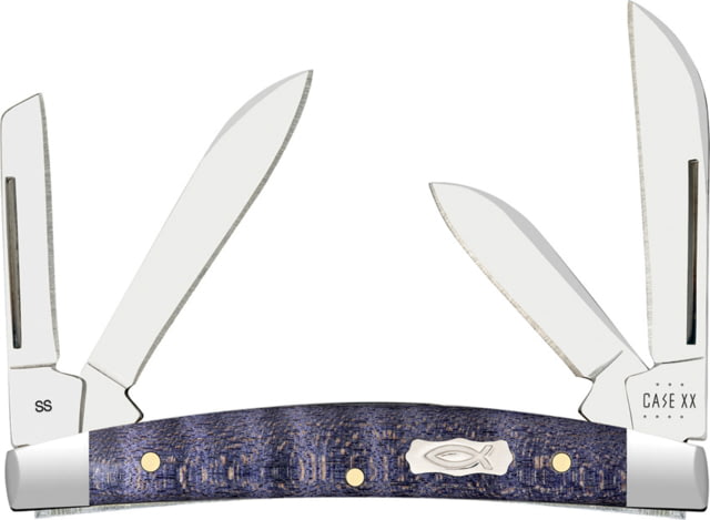 Case Small Congress Purple Maple Folding Knife 3.13in Closed Mirror Sheepsfoot/Spear/Pen/Coping Blades Purple Curly Maple Handle - Case Knives