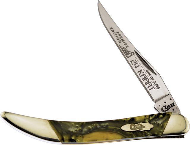 Case Small Toothpick 24 Karat Folding KnifeStainless SteelLong Clip24 KaratCorelon Handle - Case Knives