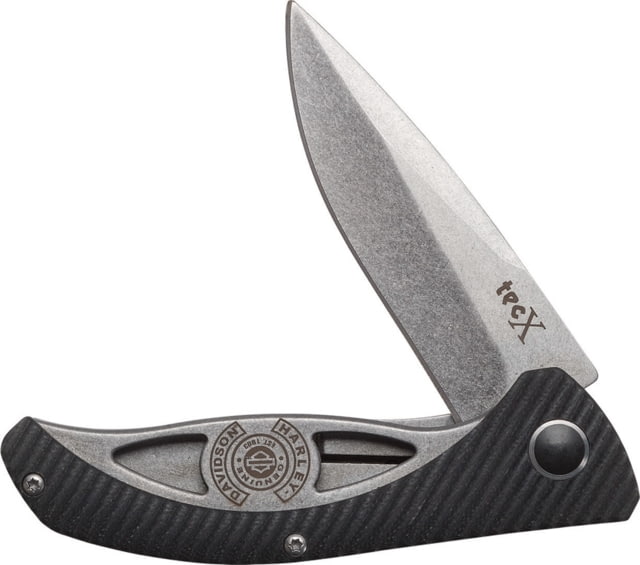 Case Harley TecX Framelock Folding Knife 3in Stonewash SS Blade Black G10 Handle With Stonewash SS Back Handle Pocket Clip Black - Case