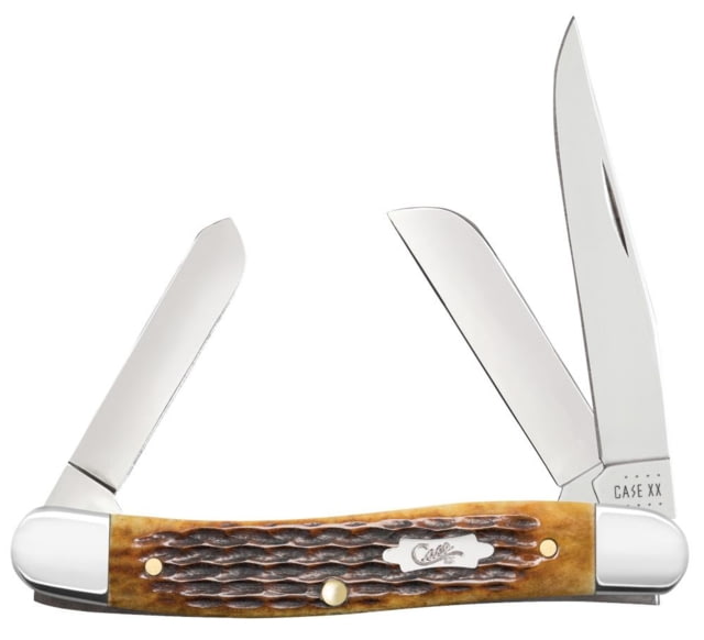 Case Medium Stockman Folding Knife 3.25 in Tru-Sharp Surgical Steel Antique Bone Rogers Corn Cob Jig Handle - Case