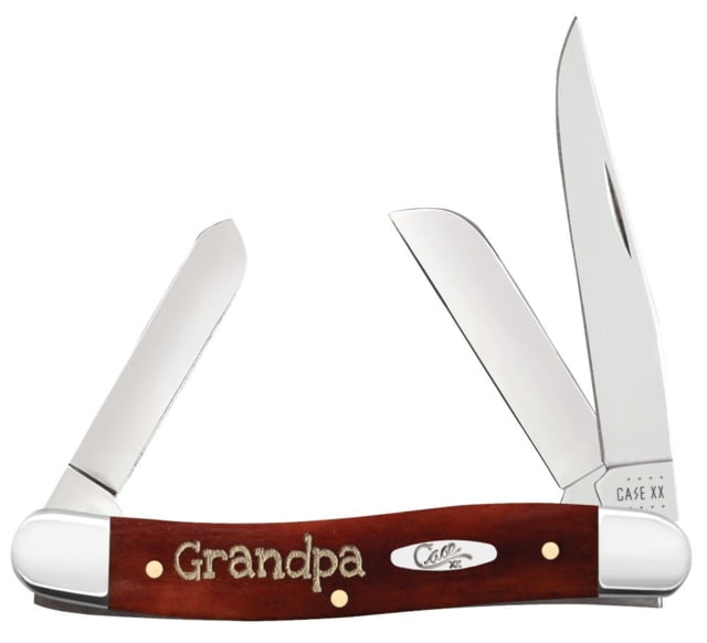 Case Medium Stockman Folding Knife in Gift Tin 3.25 in Tru-Sharp Surgical Steel Smooth Chestnut Bone Grandpa Handle - Case