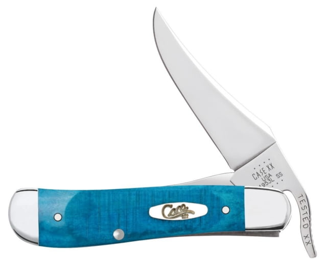 Case RussLock Folding Knife 4.25 in Tru-Sharp Surgical Steel Caribbean Blue Bone Sawcut Jig Handle - Case