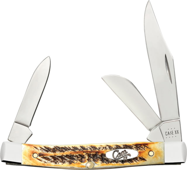 Case 3.25in Stockman 6.5 Bonestag Folding Knife 3.25in Closed Mirror Clip/Sheepsfoot/Pen Blades 6.5 Bonestag Handle - Case