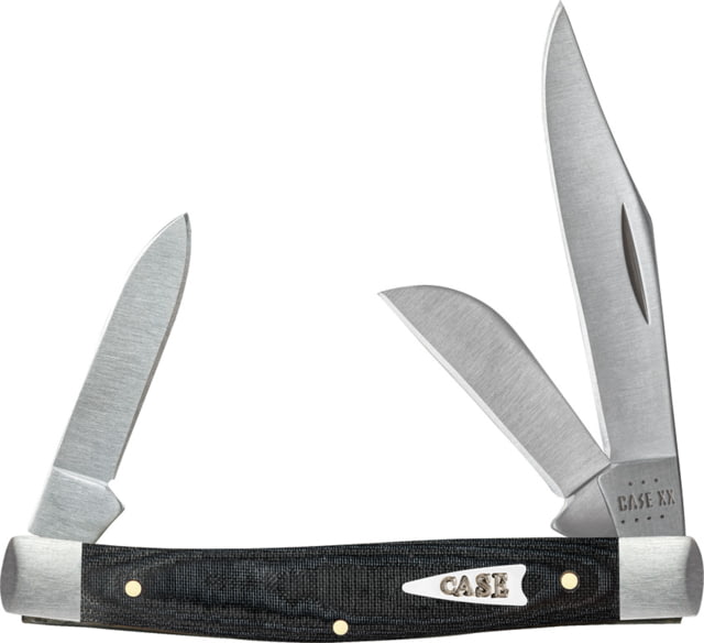 Case Stockman Black Micarta Folding Knife 3.25in Closed SS Satin Clip/Sheepsfoot/Pen Blades Black Smooth Micarta Handle - Case