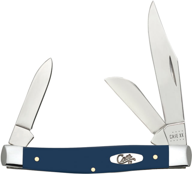 Case 3.25in Stockman Navy Synthetic Folding Knife 3.25in Closed Mirror Clip/Sheepsfoot/Pen Blades Navy Blue Smooth Synthetic Handle - Case