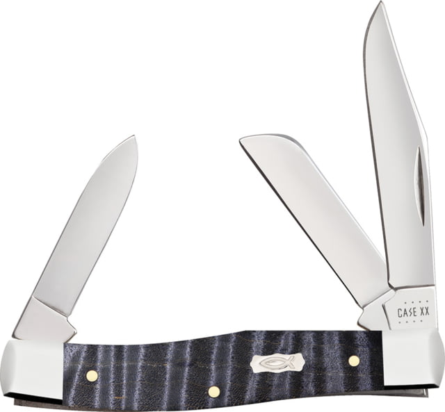 Case Stockman Purple Curly Maple Folding Knife 3.63in Closed Mirror Clip/Sheepsfoot/Pen Blades Purple Curly Maple Handle - Case