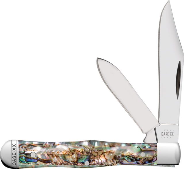 Case Swell Center Jack Abalone Folding Knife 3in Closed Mirror Clip/Pen Blades Abalone Handle - Case