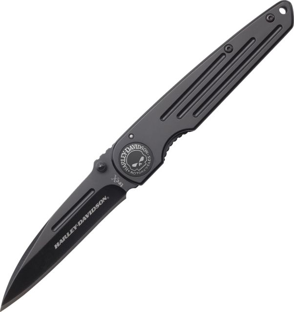 Case Tec X Framelock Harley Folding Knife3.25inStainless Steel Black Stainless Handle - Case