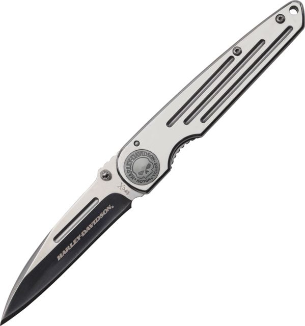 Case Tec X Framelock Harley Folding Knife3.25inStainless SteelSatinPolished Stainless Handle - Case
