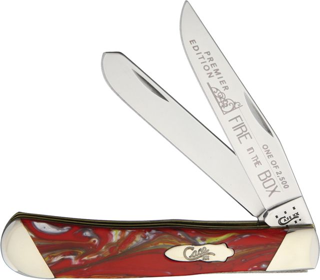 Case Trapper Fire in the Box Folding KnifeStainless SteelClip and SpeyFire In The BoxCorelon Handle - Case