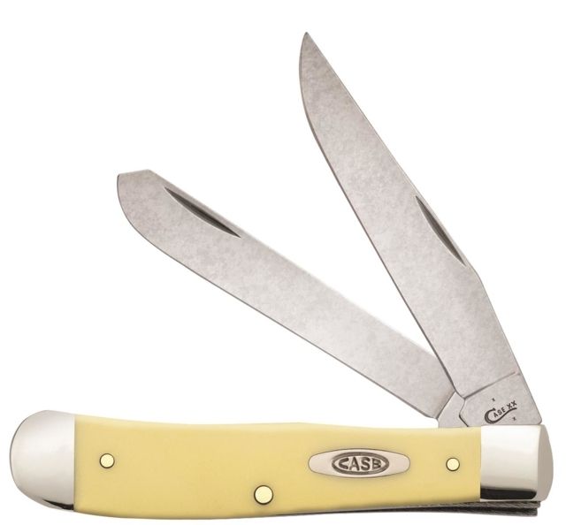 Case Trapper Folding Knife with Yellow Synthetic Handle 3254C CV w/Clip